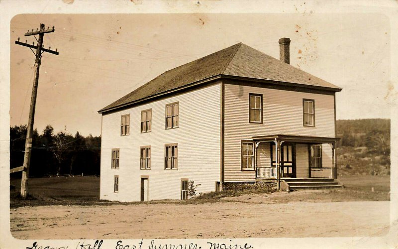 East Sumner ME Grange Hall 1914 Real Photo Postcard