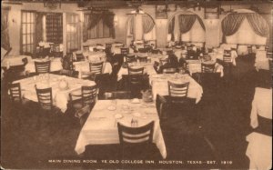 Houston Texas Ye Old College Inn Dining Room c1930-50s Vintage Postcard