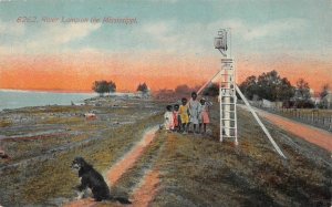 RIVER LAMP ON THE MISSISSIPPI CHILDREN DOG BLACK AMERICANA POSTCARD (c. 1910)