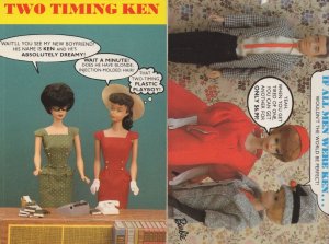 Two Timing Ken Toy Barbie Doll Telephone 2x Postcard s