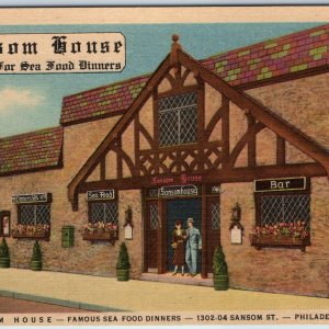 1936 Philadelphia PA Sansom House Restaurant Bar Seafood Dinner Teich Linen A205