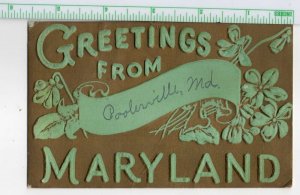 Poolesville Maryland Greetings Embossed Vintage Postcard AA109037