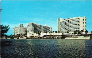 Miami Beach Millionaire Yachts Fontainebleau Dock Florida Chrome Postcard C186