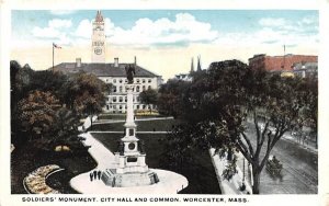 Soldier's Monument in Worcester, Massachusetts City Hall & Common.