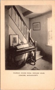 Stairway Dining Room Orchard House Concord Massachusetts Piano Postcard Unused 
