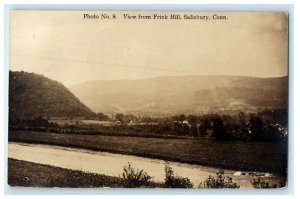 1918 View From Frink Hill Salisbury Connecticut CT RPPC Photo Antique Postcard