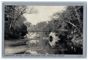 c1930 Suspension Bridge Turkey Run State Park Rockville Indiana Vintage Postcard