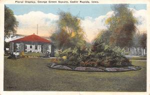 Cedar Rapids Iowa~Floral Display @ George Green Square 1920s