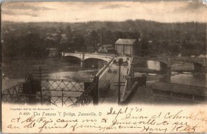 View of the Y Bridge, Zanesville OH c1905 Undivided Back Vintage Postcard F76