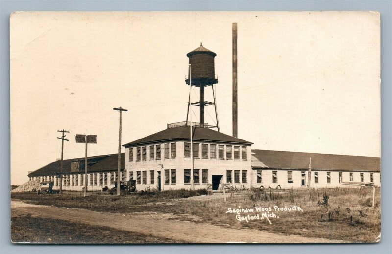 GAYLORD MI SAGINAW WOOD PRODUCTS ANTIQUE REAL PHOTO POSTCARD RPPC