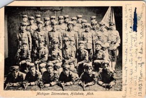 Hillsdale, MI Michigan SKIRMISHERS  Boys Military Group/Cadets? 1910 Postcard