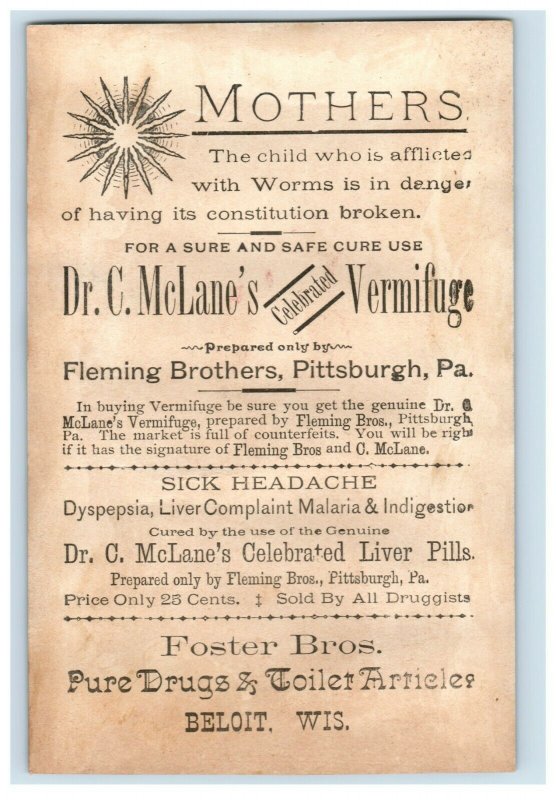 1880s Fleming Bros. Mikado Cologne Dr. C McLane's Vermifuge Quack Medicine P216