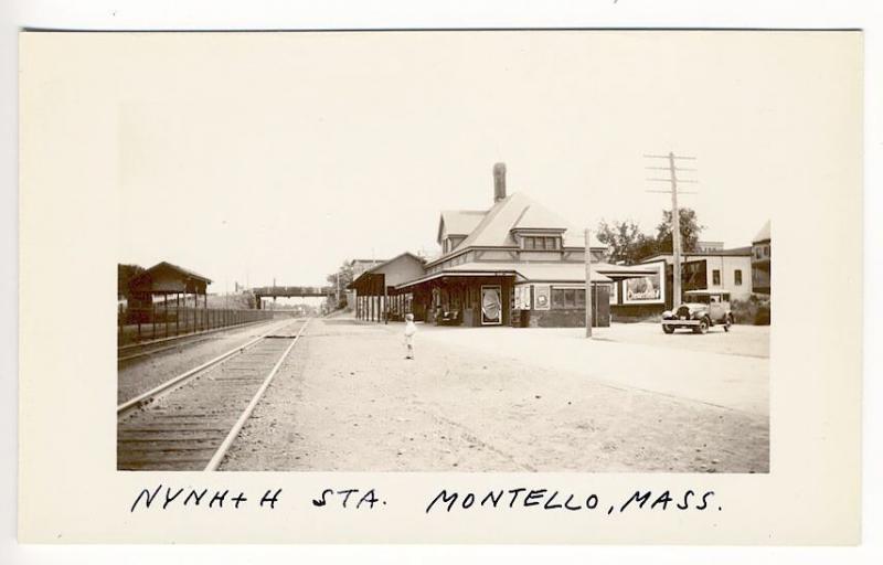 Montello MA Chesterfield Railroad Station Train Depot RPPC Real Photo Postcard