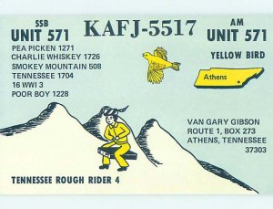 Pre-1980 RADIO CARD - CB HAM OR QSL Athens Tennessee TN AH2780
