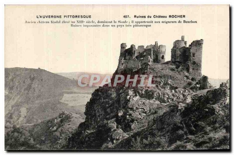 Puy de Dome-Ruins of Chateau Rocher-old high feudal castle in the thirteenth ...