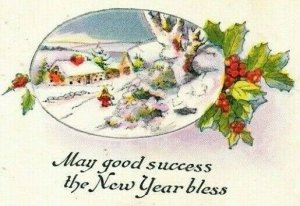 New Year Bless Postcard 1924 mad in USA New Year 6 Design #406