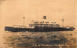 SOUTHERN PACIFIC STEAMSHIP~S S MOMUS-N YORK BAY~1920 GEVAERT REAL PHOTO POSTCARD