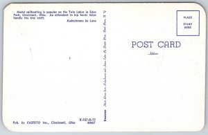 Cincinnati Ohio 1950s Postcard Model Sailboating On Twin Lakes Eden Park