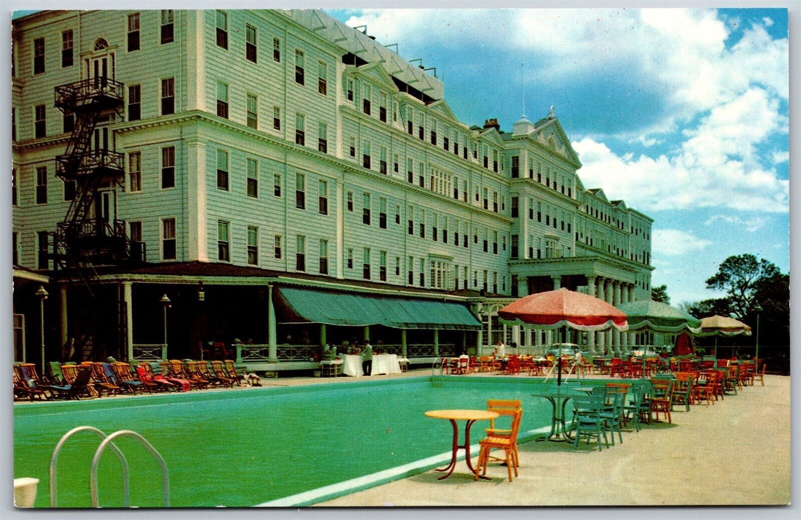 Vtg Groton Connecticut CT Griswold Hotel & Pool 1950s View Old Card