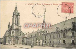 Postcard Old Church St Reims Murice and General Hospital