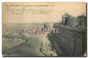 Old Postcard Saint Malo Le Chateau and Great Beach