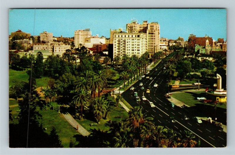 Los Angeles CA-California, Aerial Lafayette Park, Classic Cars, Chrome Postcard