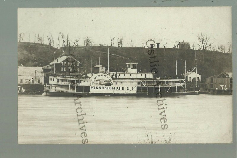 Minneapolis MINNESOTA RPPC c1910 STEAMBOAT MINNEAPOLIS Steamer MISSISSIPPI RIVER