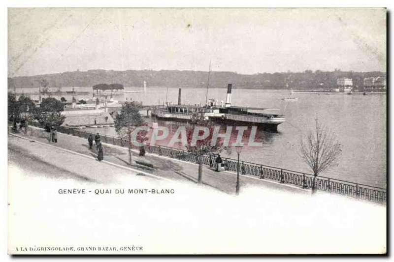 Old Postcard Geneve Quai Du Mont Blanc Boat
