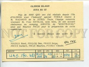 464538 1988 year Mauritius Oleron Island radio QSL card