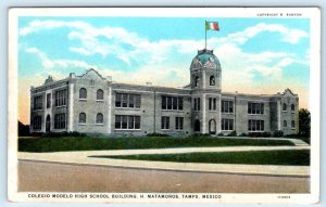 MATAMOROS, Tamaulipas Mexico ~ COLEGIO MODELO HIGH SCHOOL c1920s  Postcard