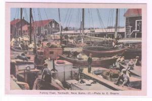 Fishing Fleet Yarmouth Nova Scotia Canada 1940s postcard