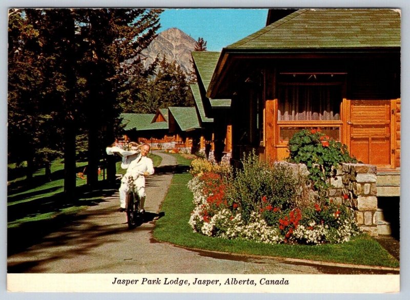 Room Service Via Cycle & Scooter, Jasper Park Lodge, Alberta, 1971 Postcard