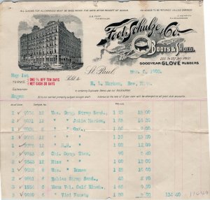 1903 St. Paul, MN Foot, Schulze Letterhead Goodyear Rubber Engraved Building 1L