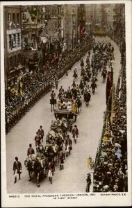 ROYALTY Procession Through London Fleet Street TINTED REAL PHOTO c1910 Postcard 