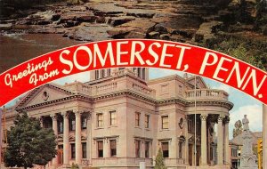 PA, Pennsylvania SOMERSET Greetings COURT HOUSE~Stepping Stones c1950's Postcard