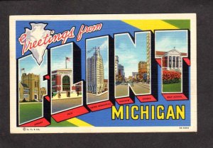 MI Greetings From Flint Michigan Large Letter Linen Postcard