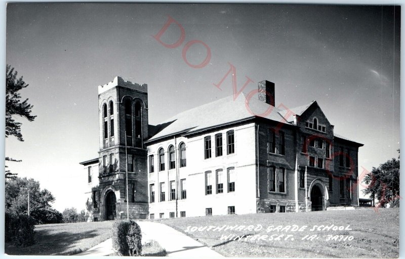 c1950s Winterset, IA RPPC Southward Grade School Historic Building Photo PC A110