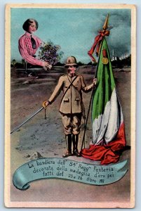 Minnesota MN Postcard Army Holding Flag of 84 Infantry Regiment with Gold 1911