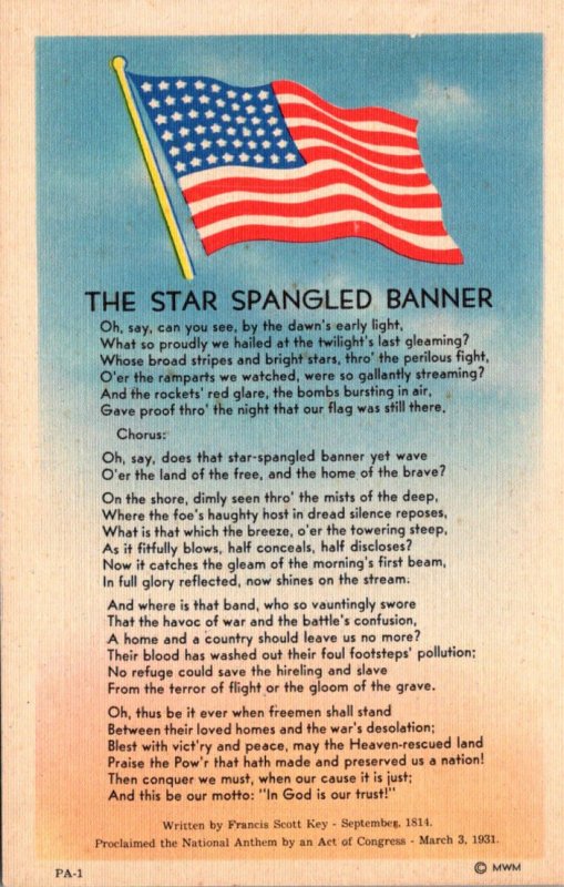 Song Card The Star Spangled Banner