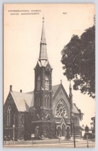 State View~B&W Congregational Church From Street~Natick MA~Photolux~Vintage PC