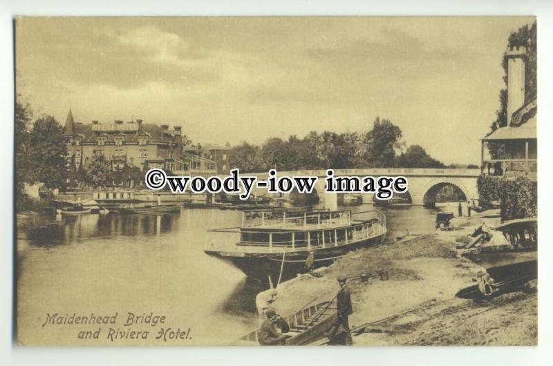 tp9299 - Berks - Downriver to Maidenhead Bridge and the River Hotel - Postcard