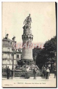 Old Postcard Troyes Aube Children Monument