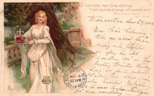 1903 I Had Rather than Forty Shillings! Beautiful Woman Comics, Vintage Postcard