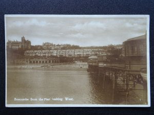 Dorset BOSCOMBE from the Pier looking West c1930s RP Postcard