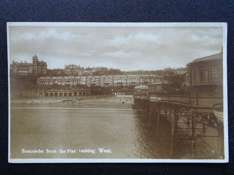 Dorset BOSCOMBE from the Pier looking West c1930s RP Postcard