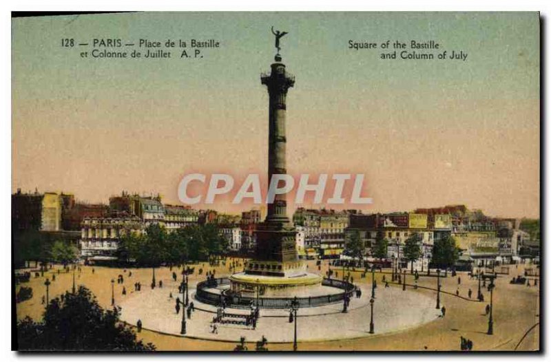 Postcard Old Paris Place de la Bastille and the July Column