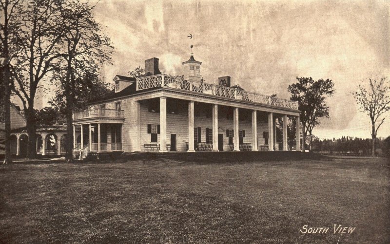 South View Of The Mansion House Residence Mount Vernon Virginia Vintage Postcard