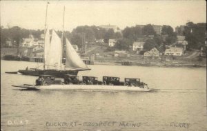 Buckspoort Maine ME Ferry Boat Ship Cars c1915 Real Photo Postcard