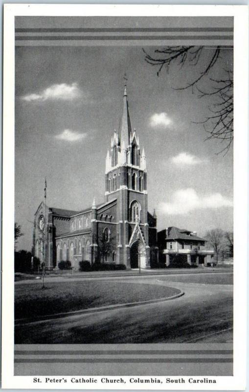 Columbia South Carolina Postcard St Peter S Catholic Church Graycraft 1940s Hippostcard