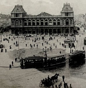 North Station Railway Trains Brussels Belgium 1910s Postcard PCBG12B